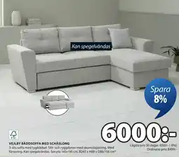JYSK VEJLBY BÄDDSOFFA MED SCHÄSLONG erbjuda