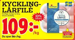 ICA Kvantum Kycklinglårfilé Kronfågel erbjuda