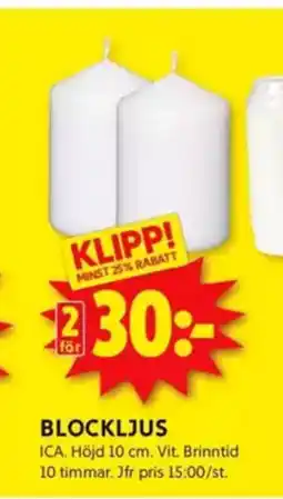 ICA Kvantum Blockljus erbjuda