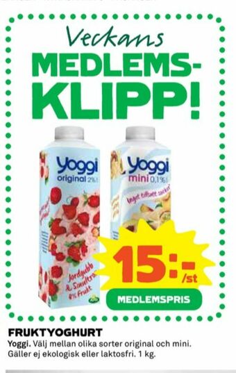 Coop Yoggi Yoghurt erbjuda