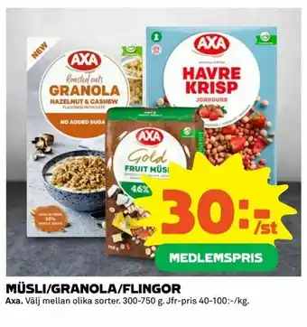 Coop Extra Müsli/granola/flingor erbjuda