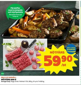 Coop Daglivs Nötfärs 800 g erbjuda
