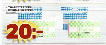 Din Mat toalettpapper • hushållspapper erbjuda