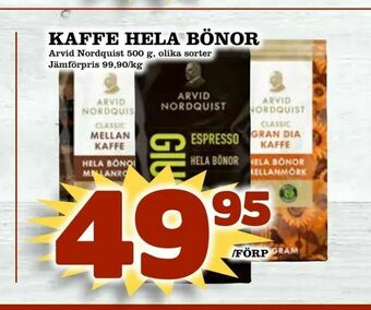 Din Mat Kaffe hela bönor erbjuda