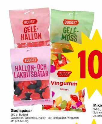 Matöppet Godispåsar erbjuda