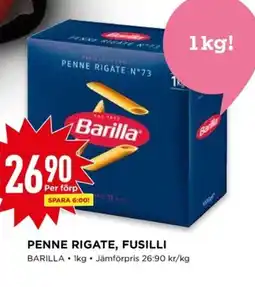 Willys BARILLA Penne Rigate, fusilli erbjuda