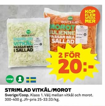 Coop Strimlad vitkål/morot erbjuda