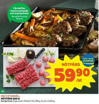 Coop NÖTFÄRS 800 G erbjuda