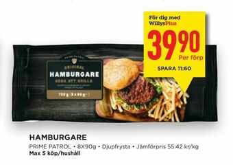 Willys Hamburgare erbjuda