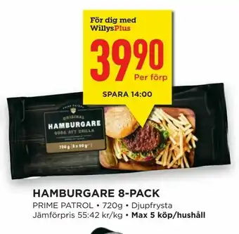 Willys Hemma Hamburgare 8-pack erbjuda
