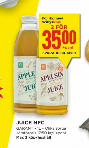 Willys Hemma Juice nfc erbjuda