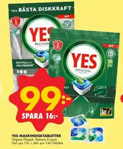 ÖoB Yes maskindisktabletter erbjuda