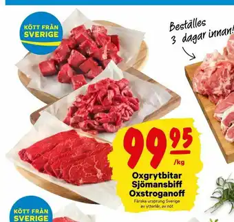 City Gross Oxgrytbitar Sjömansbiff Oxstroganoff erbjuda