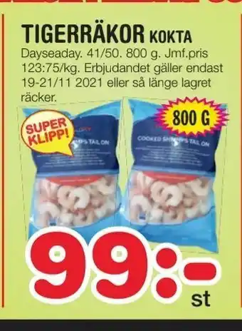 Nya Pulsen Tigerräkor kokta erbjuda