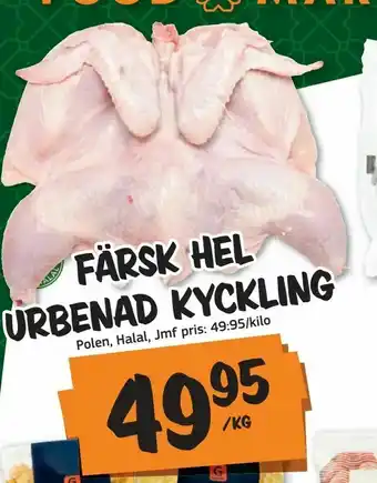 Färsk hel urbenad kyckling