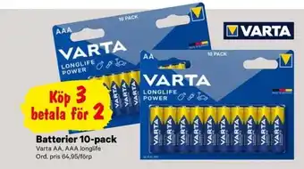 City Gross Varta AA, AAA longlife Batterier 10-pack erbjuda