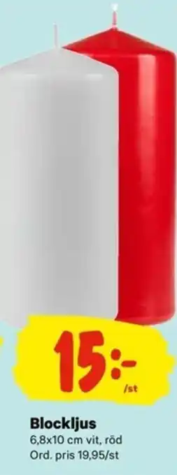 City Gross Blockljus 6,8x10 cm vit erbjuda