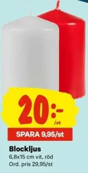 City Gross Blockljus 6,8x15 cm vit erbjuda