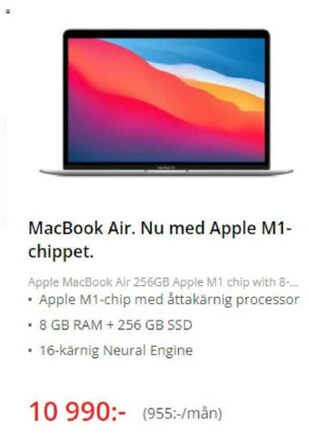 NetOnNet MacBook Air. Nu med Apple M1-chippet erbjuda