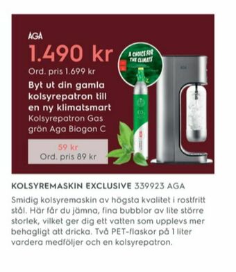 Electrolux Home AGA Kolsyremaskin erbjuda
