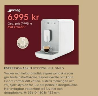 Electrolux Home Smeg Espressomaskin erbjuda