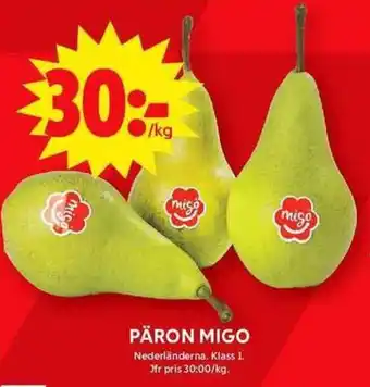 ICA Maxi Päron migo erbjuda