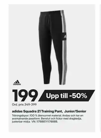 XXL adidas Squadra 21 Training Pant, Junior/Senior erbjuda