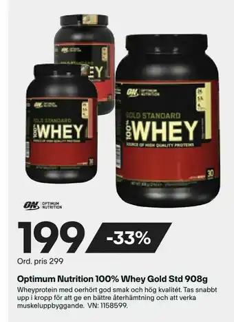 XXL Optimum Nutrition 100% Whey Gold Std 908g erbjuda