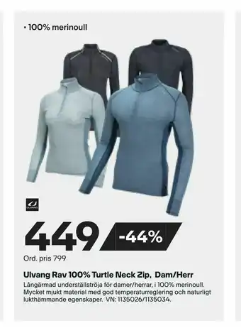 Ulvang Rav 100% Turtle Neck Zip, Dam/Herr