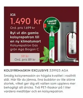 Electrolux Home Kolsyremaskin exclusive 339923 aga erbjuda