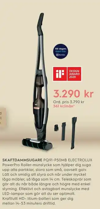 Electrolux Home Skaftdammsugare PQ91-P50MB ELECTROLUX erbjuda