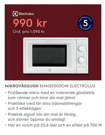 Electrolux Home Mikrovågsugn EMM20000OW ELECTROLUX erbjuda