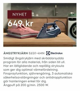 Electrolux Home ÅNGSTRYKJÄRN E6SI1-4MN erbjuda