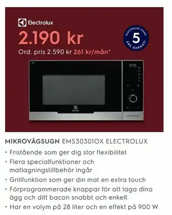 Electrolux Home MIKROVÅGSUGN. EMS30301OX ELECTROLUX erbjuda