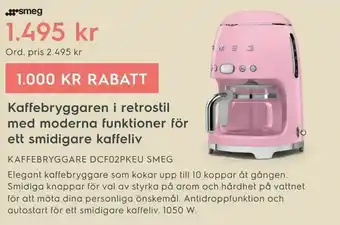 Electrolux Home KAFFEBRYGGARE DCF02PKEU SMEG erbjuda