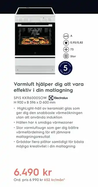 Electrolux Home SPIS KKR6000SOW erbjuda