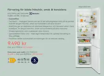 Electrolux Home Kyl/frys lnc7me34w1 h 2010 x b 595 x d 650 mm erbjuda