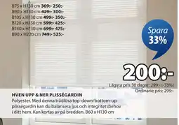 JYSK HVEN UPP & NER PLISSÉGARDIN erbjuda