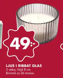ÖoB LJUS I RIBBAT GLAS erbjuda
