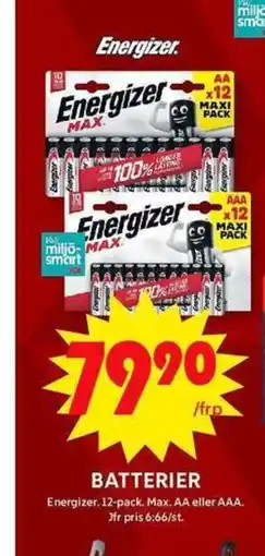 ICA Maxi ENERGIZER Batterier erbjuda
