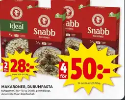 ICA Kvantum Makaroner, durumpasta Kungsörnen erbjuda