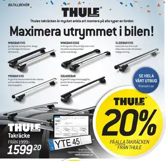 thansen 20% PÅ ALLA TAKRÄCKEN FRÅN THULE erbjuda