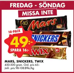 ÖoB MARS, SNICKERS, TWIX erbjuda