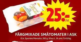 ICA Maxi Färgmixade småtomater i ask erbjuda