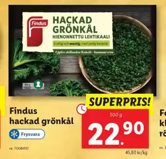 Lidl FINDUS hackad grönkål erbjuda