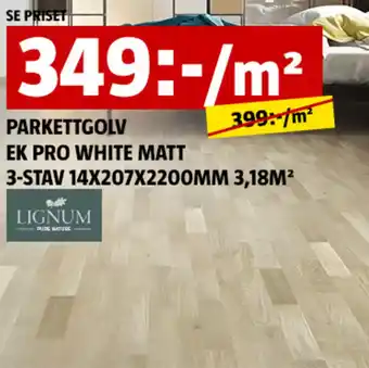 Bauhaus Parkettgolv ek pro white matt 3-stav 14x207x2200mm 3,18m² erbjuda