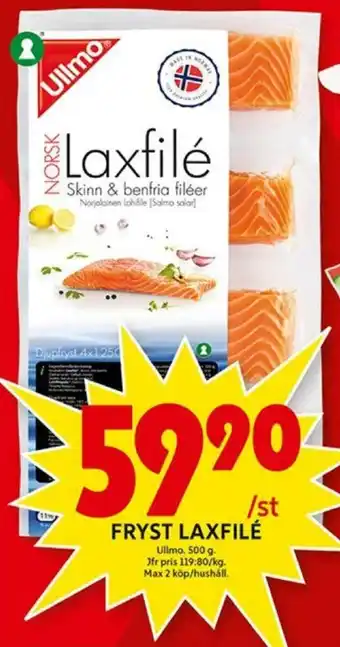 ICA Maxi Ullmo Fryst Laxfilé 500g erbjuda