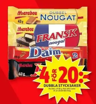 ICA Maxi Marabou Dubbla Stycksaker 37-60g erbjuda