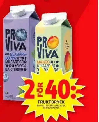 ICA Maxi Proviva Fruktdryck 1liter erbjuda