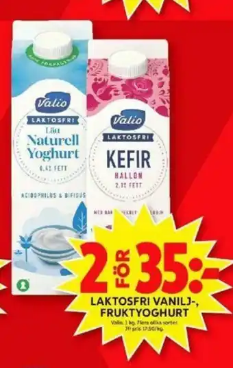 ICA Maxi Valio Laktosfri Vanilj-, Fruktyoghurt 1kg erbjuda